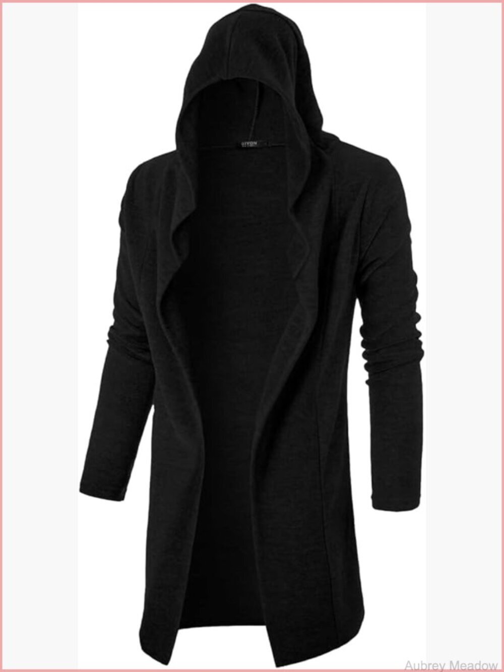 Hooded Longline Cardigan Open Front Drape Cape Coat Fleece